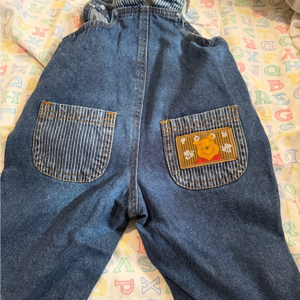 VTG  Baby Winnie the Pooh Tigger Denim Overalls 6–9M - Picture 2 of 3